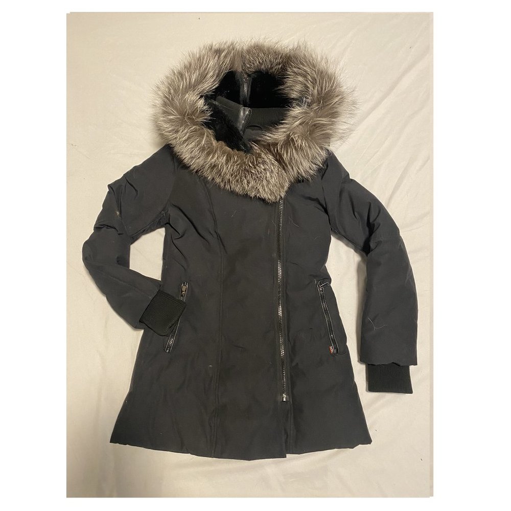 Sicily Winter Coat -Genuine Natural Fur trim - 100% Real Silver Fox Fur